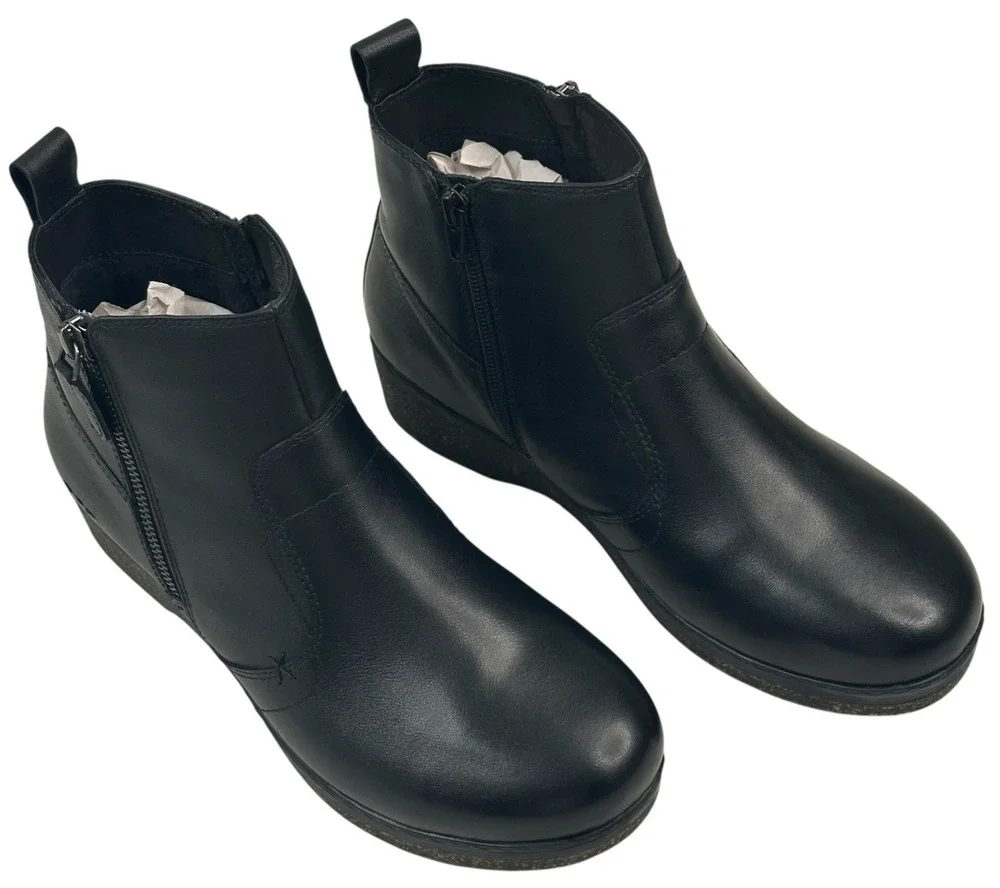 Josef Seibel Darla 02 Black Leather Ankle Boots Womens EU 40 US 9-9.5 New $170